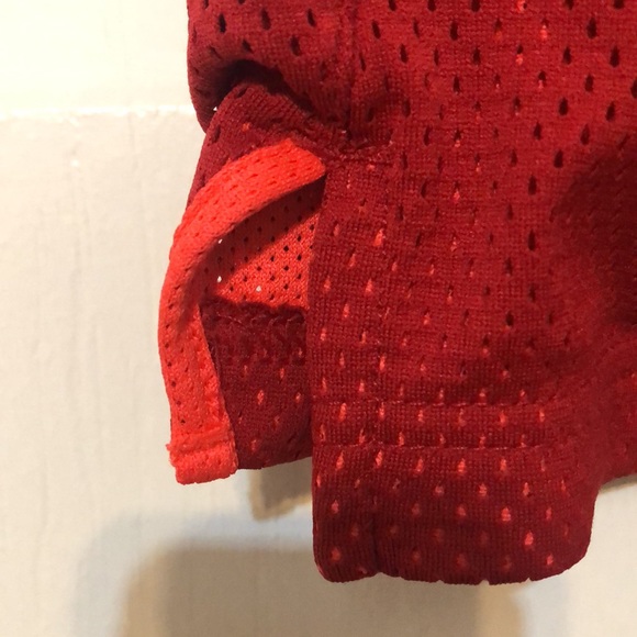 Nike boys red mesh Dri-Fit shorts.  Red with orange lining, comfortable and cool - Picture 6 of 9